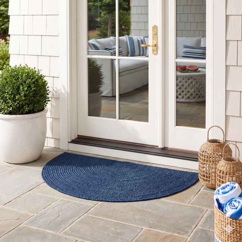 Tapis d'intérieur tissé à la main Albus, Demi-cercle 2 pi 0 po x 4 pi 0 po