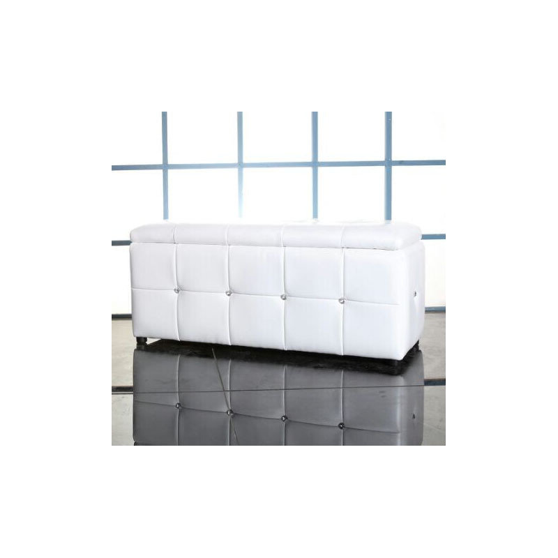 Banc de rangement rembourré Forza, Blanc
