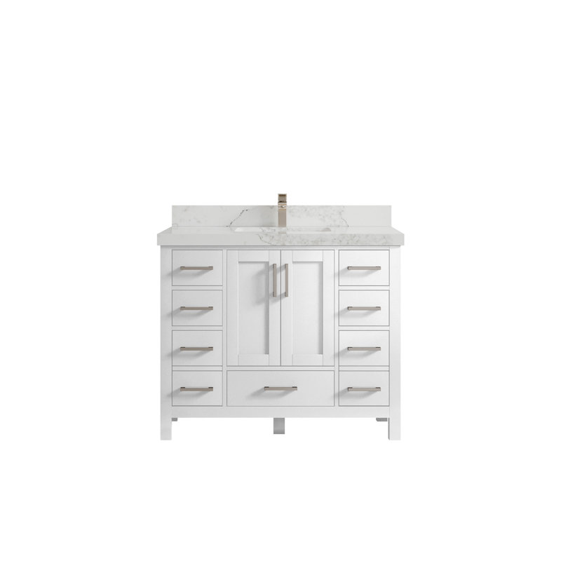 Malibu 42'' Single Bathroom Vanity with Top, Calacatta Nuvo