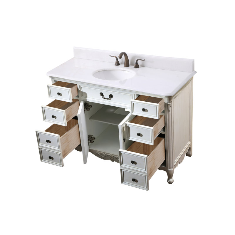 Ensemble de meuble-lavabo simple 48 po Angelique, Blanc, Blanc Guangxi