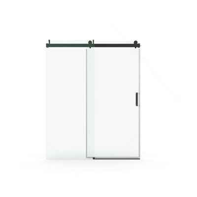 56"- 60" (W) x 76" (H) Frameless Soft-closing Shower Door, 1/4" (6mm) Tempered Glass Single Sliding with Explosion-proof Film, Matte Black