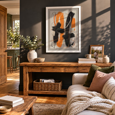 and Orange Gesture Abstract Framed Art Print