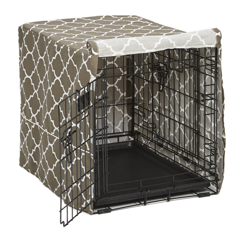 24-Inch Brown Geometric Dog Crate Cover