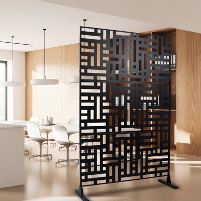 Black Metal Privacy Divider 76" H48" W - For Patio Balcony Lawn, Decorative Element Fencing Functional And Elegant