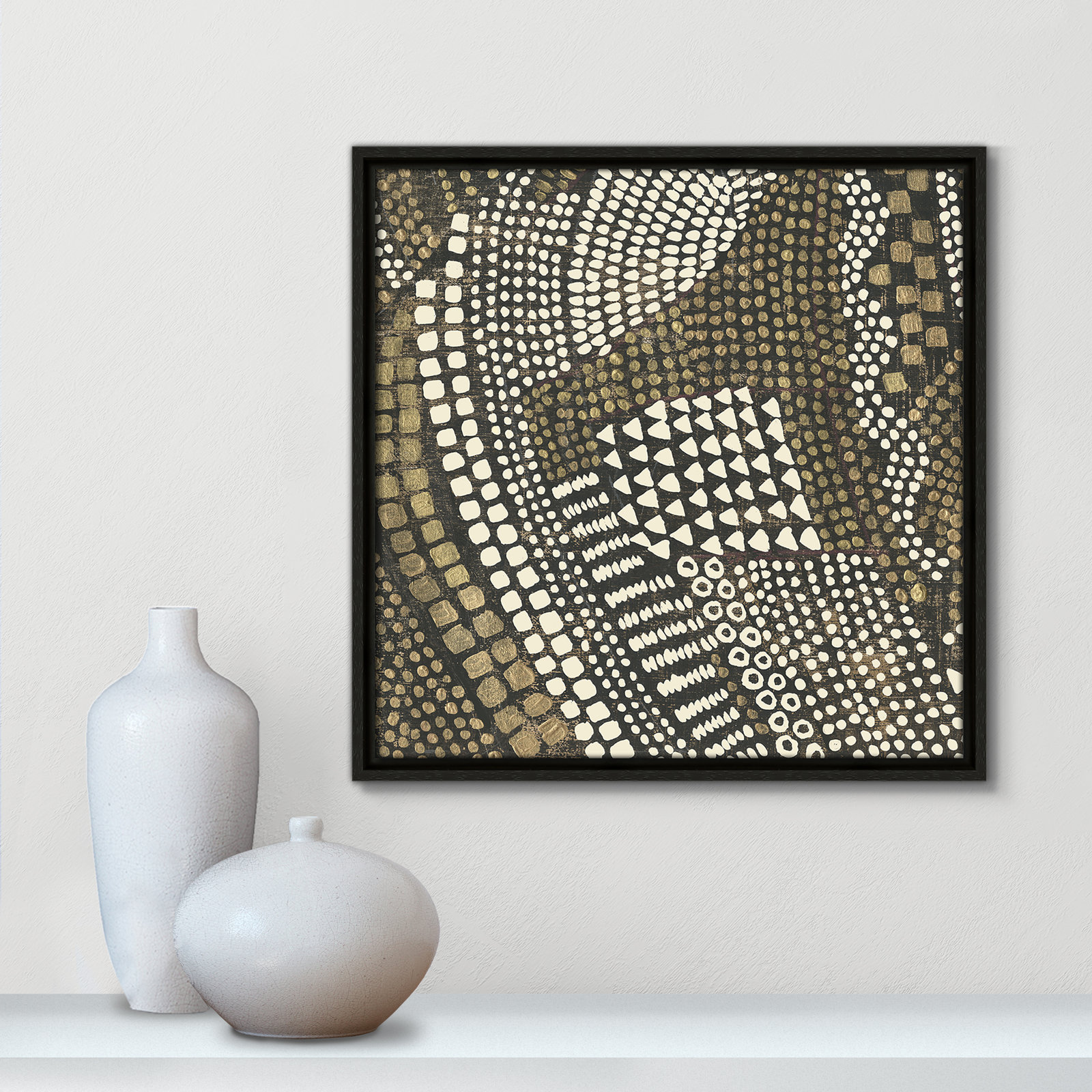 Bergen "Reaching Gold III" Painting, 17.5" H x 17.5" W x 2" D, Espresso Framed