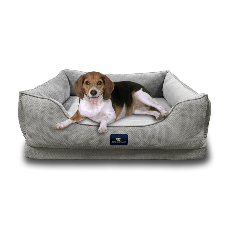 Serta Ortho Cuddler Bolster Pet Bed, Gray, 10" H x 34" W x 25" D