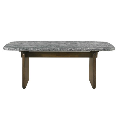 Rectangular Dining Table, Natural Marble Top & Walnut