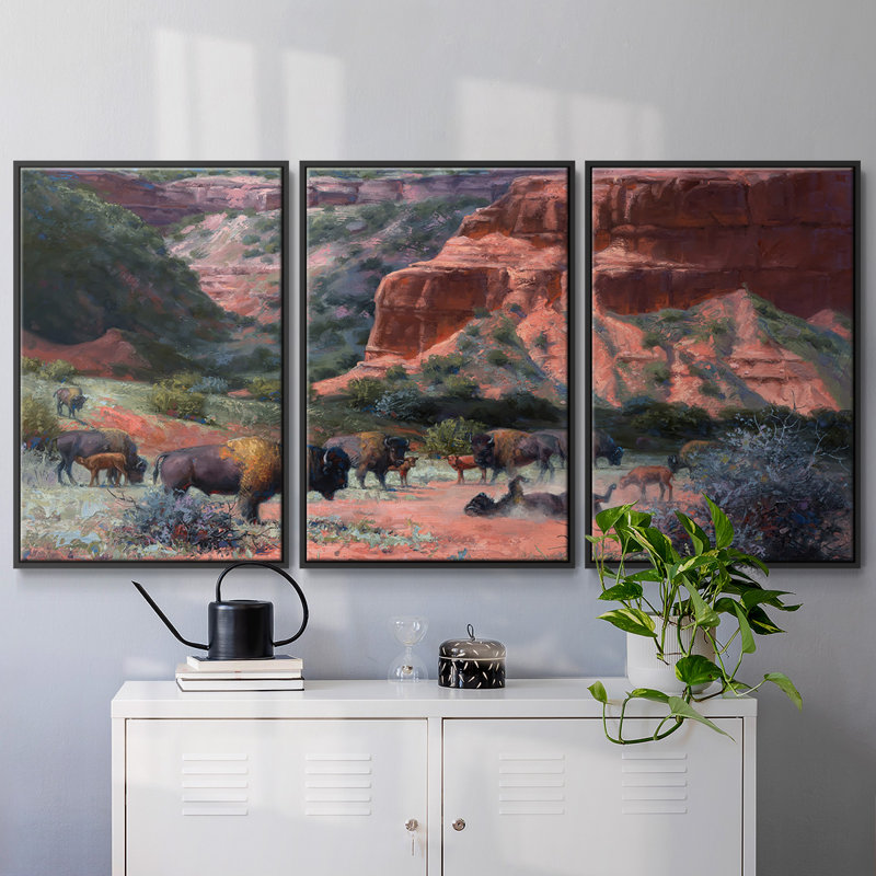 " Caprock Canyon " 3 - Pieces, Black Framed, 36" H x 75" W
