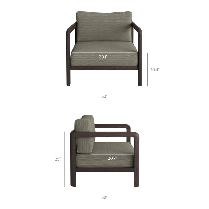 Ensemble de mobilier de jardin Kona 5 pièces en teck et frêne, Cendré