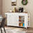 60.2" Rolling Kitchen Island with Power Outlets, Drop-Leaf Countertop, Spice & Towel Rack, Knife Holder, and Hidden Trash Storage Cabinet