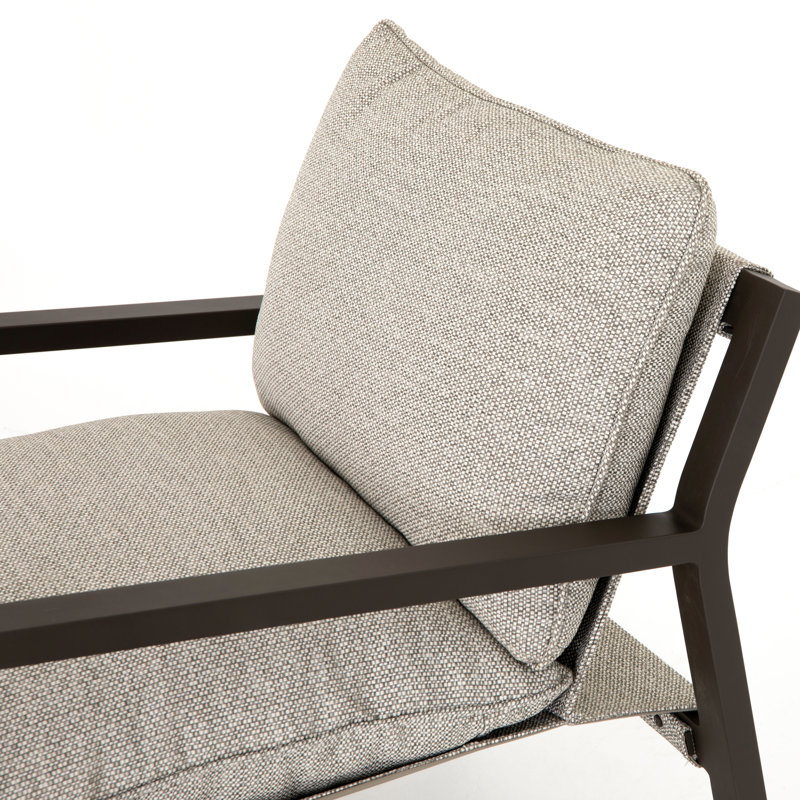 Chaise de patio en teck avec coussins Shea, Bronze, Faye Ash
