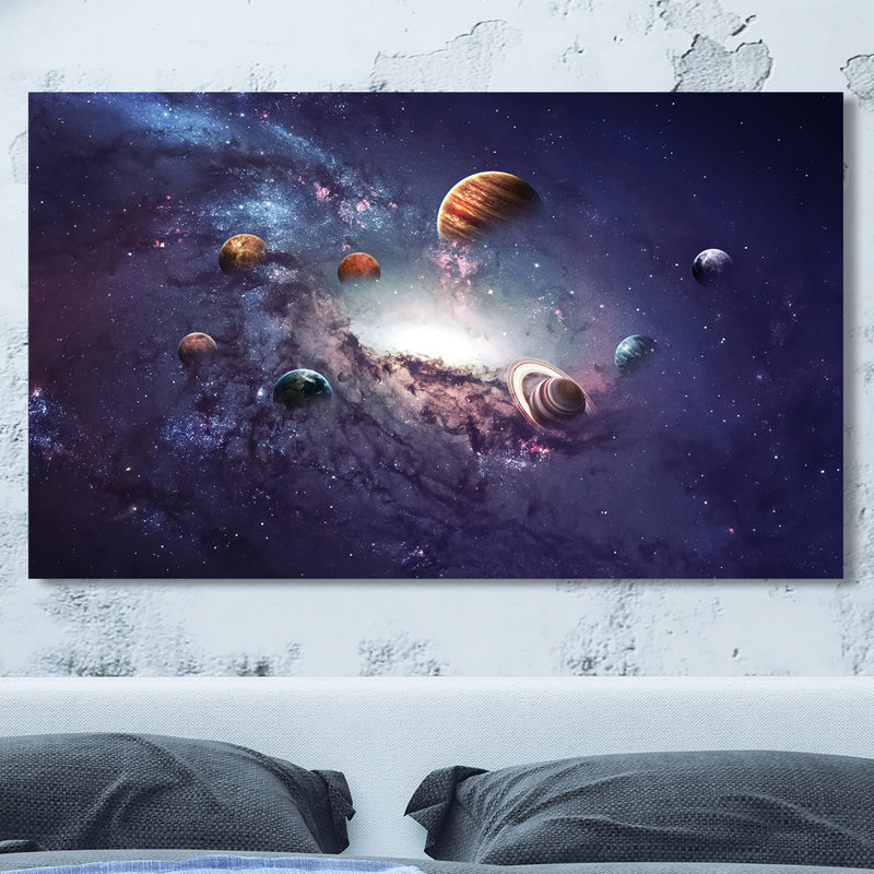 « système solaire 2 », impression sur toile tendue, H 36 po x l 60 po x P 1,5 po