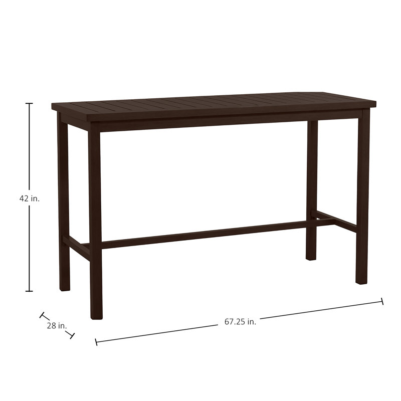 Club Aluminum Outdoor Bar Table, Mahogany