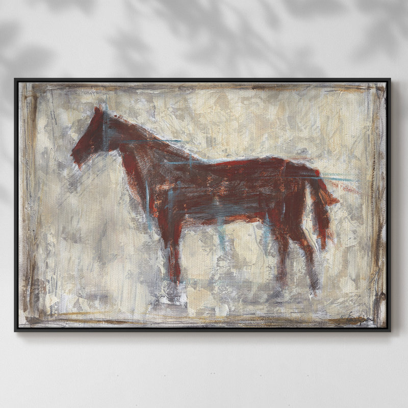 Fer équin I, H 17 po x l 25 po x P 2 po, Toile encadrée noire, Pas de tapis