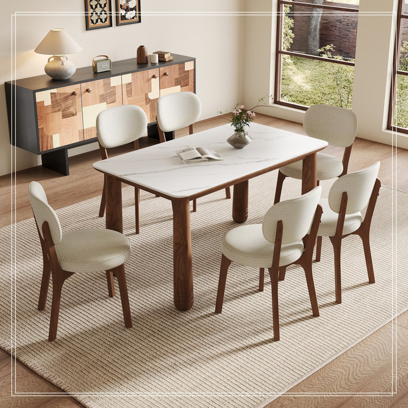 7 pièces Karoline avec 6 chaises rembourrées, Blanc