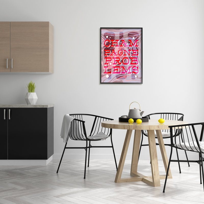 «Champagne Problems Bold Expression on Wood» par Lil 'Rue, impression, Giclée encadrée noir minuit, H 24 po x l 30 po