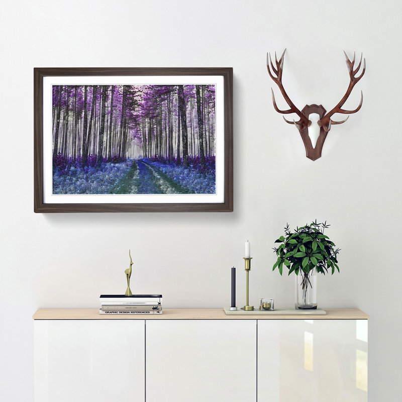 Path Through a Purple Forest in Abstract - Picture Frame Graphic Art Print, Walnut Framed, 48cm H x 65cm W x 2cm D