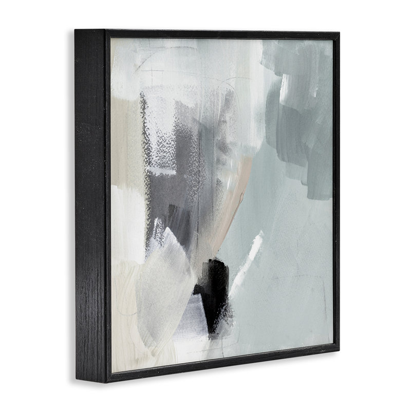 «Quiet In Grays», estampe numérique encadrée par Lanie Loreth, H 17 po x l 17 po, Giclée encadrée noir minuit