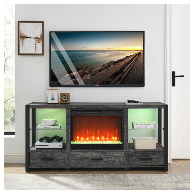 Foyer électrique encastrable avec flamme réaliste, chauffage ultra mince, télécommande, minuterie et protection contre la surchauffe pour un chauffage sûr et confortable