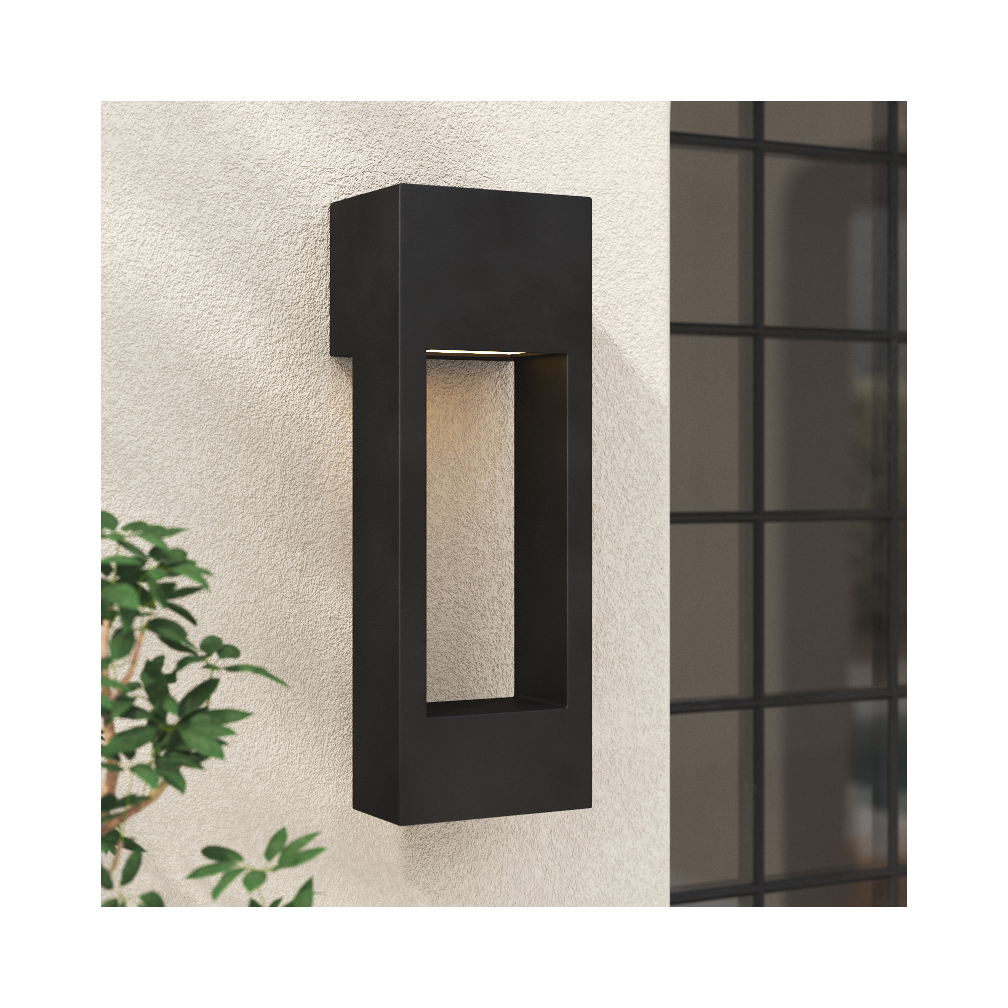 Blandburg Rectangle Outdoor Aluminum LED Wall Light, Black, 20" H x 7" W x 7" D
