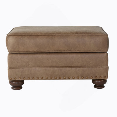 Faux Leather Ottoman With Antique Bronze Nailheads