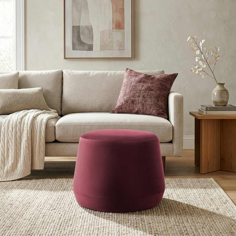 Repose-pieds en velours 24 po Grasmere, Velours prune