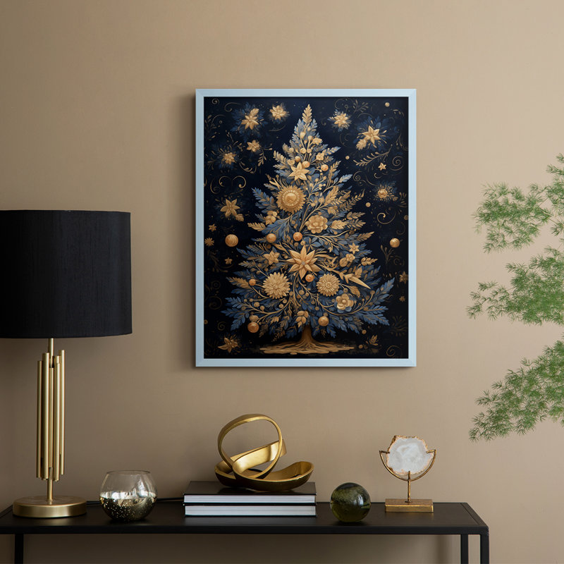 Christmas Holiday Art DCXLV Framed Print - Solid Wood, H 21 po x l 17 po, Bleu