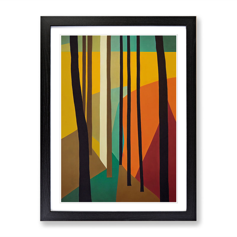 Mcgaughey Japanese Forest Design - Picture Frame Print, Black, 64cm H x 46cm W x 2cm D