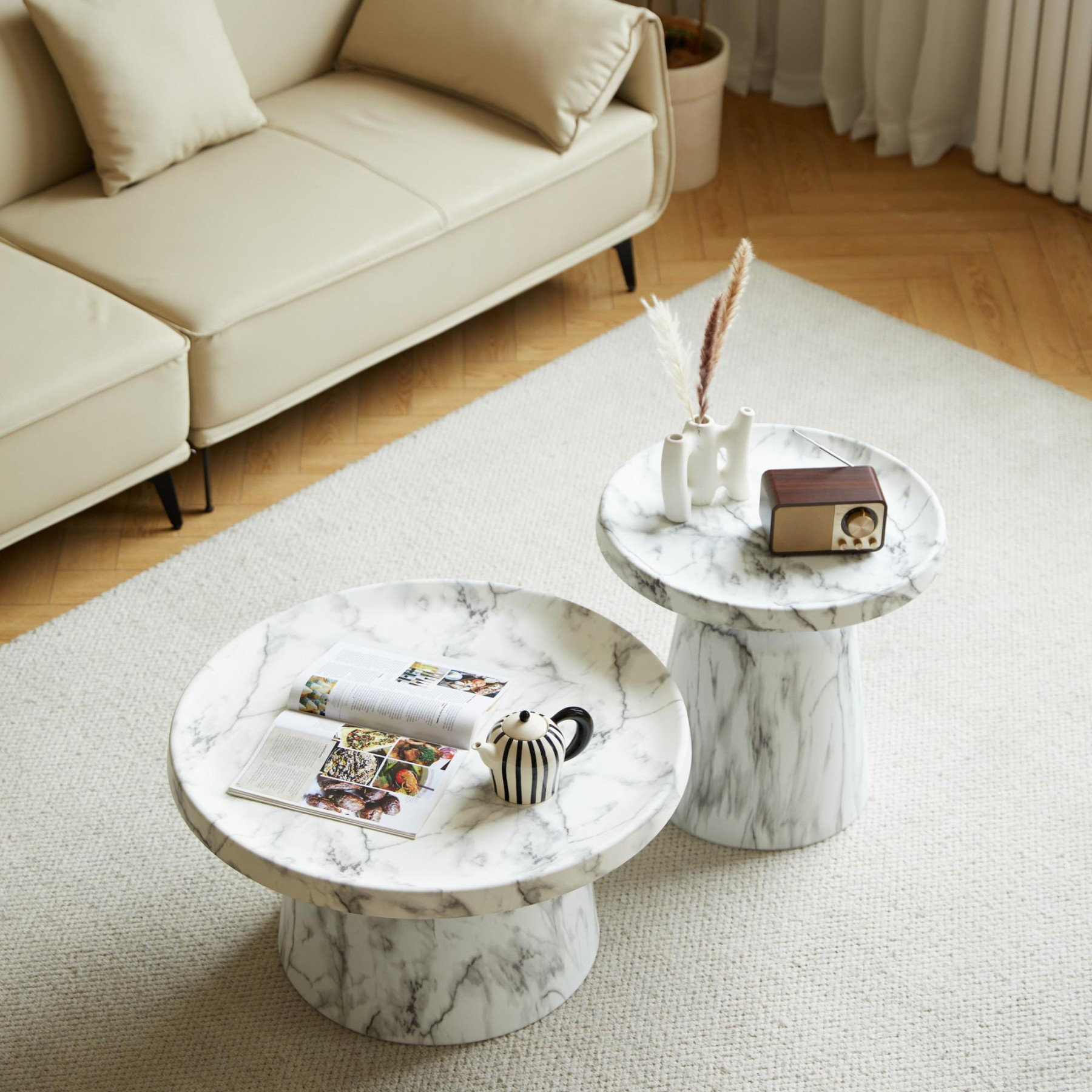 Orren Ellis mitation marbed metal end table set - Wayfair Canada