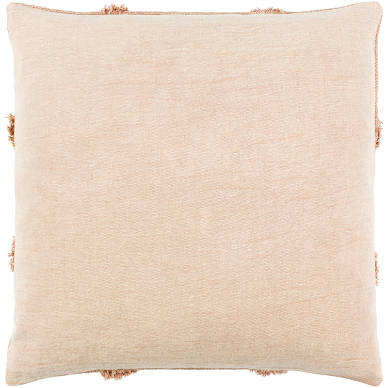 Sarah 20'' Peach Cotton Woven Square Pillow Cover