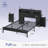 Bed Frame with Headboard & 2 Hidden Storage Cabinets, Bed with Charging Station &  RGB LED Lights-1862735899
