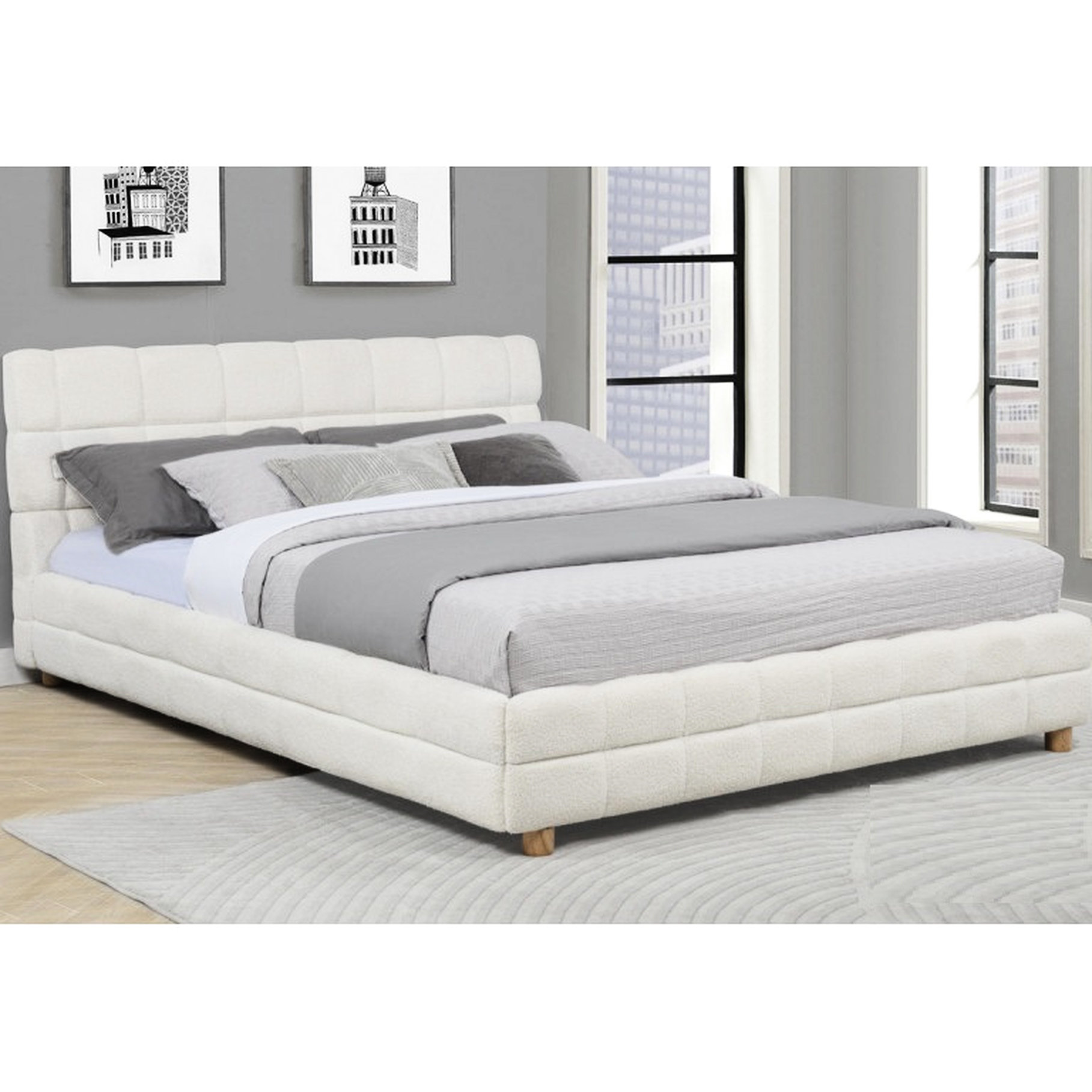 Picture of Latitude Run® Queen Size Slat Bed With Fleece Upholstered Modern ...