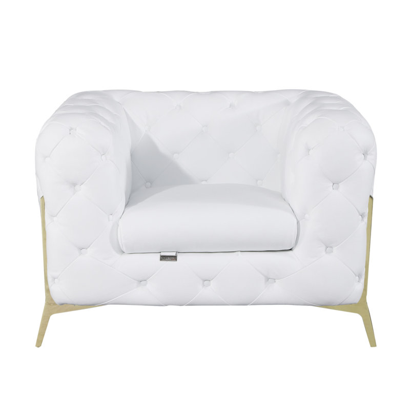 Fauteuil en cuir italien 100% Global Global, Blanc