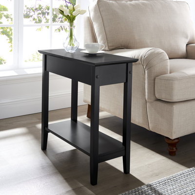 Ilithia Nightstand with Flip Top Storage & Open Shelf, Slim Bedside Table for Small Spaces, Modern Narrow End Table for Bedroom or Living Room, Space-Saving Sofa Side Table Organizer