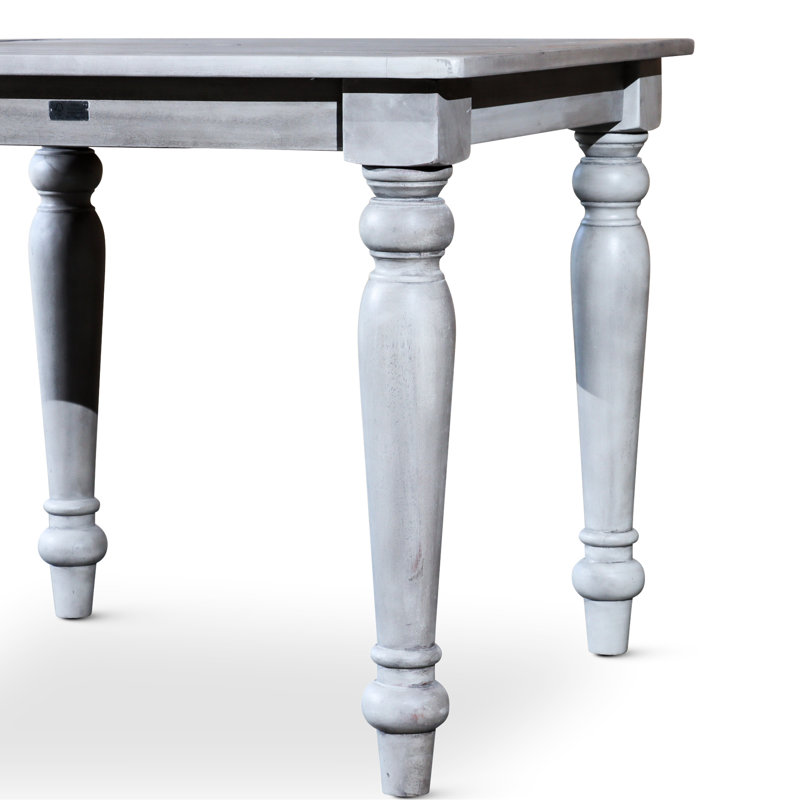 Élégante table carrée en bois massif gris argenté pour la détente en plein air et le divertissement avec glacis, pièce fonctionnelle