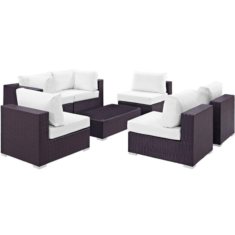 Ensemble modulaire d'extérieur 7 pièces Modway Convene, Blanc