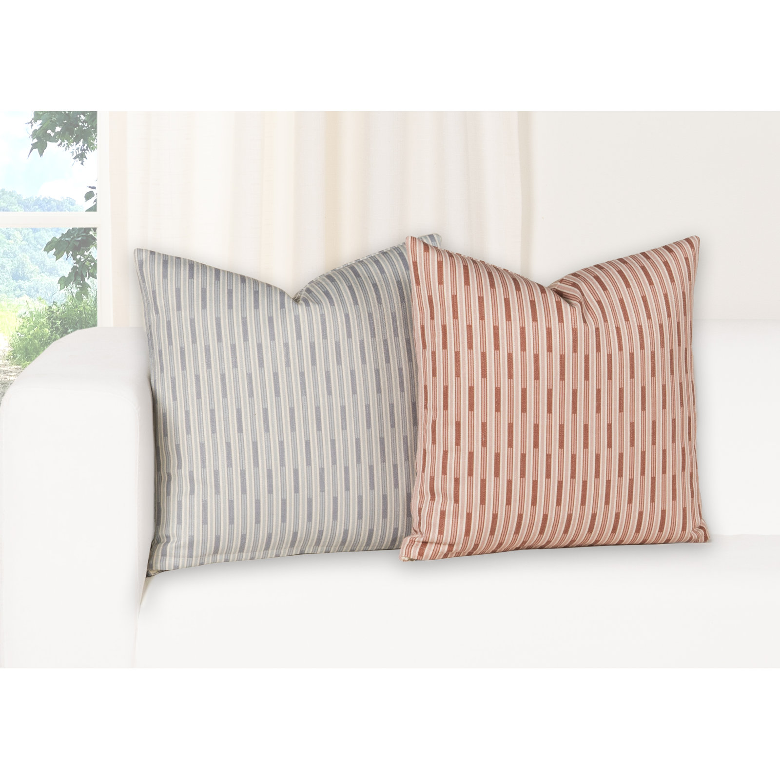 Benton Stripe Bolster Accent Pillow, Blue