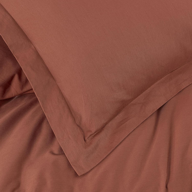 Cotton Twill Solid Duvet Cover, Queen Duvet Cover + 2 Standard Shams, Terracotta