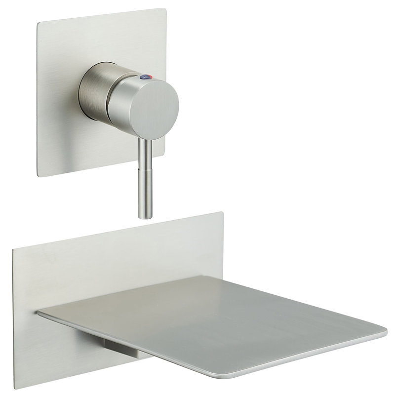 Wall Mounted Bathroom Faucet 2 Hole Waterfall Bathroom Sink Faucets Brass Single Handle Bathroom Basin Mixer Taps