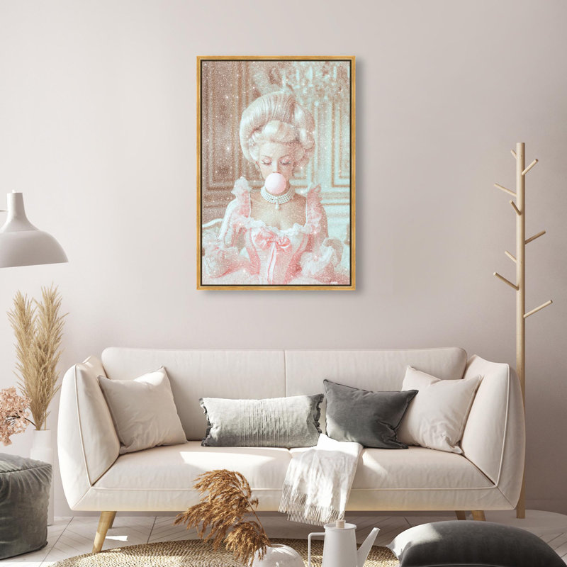 Oliver Gal Bubble Queen Glam - Diamond Dust Framed Canvas Art, 30" H x 20" W, Gold
