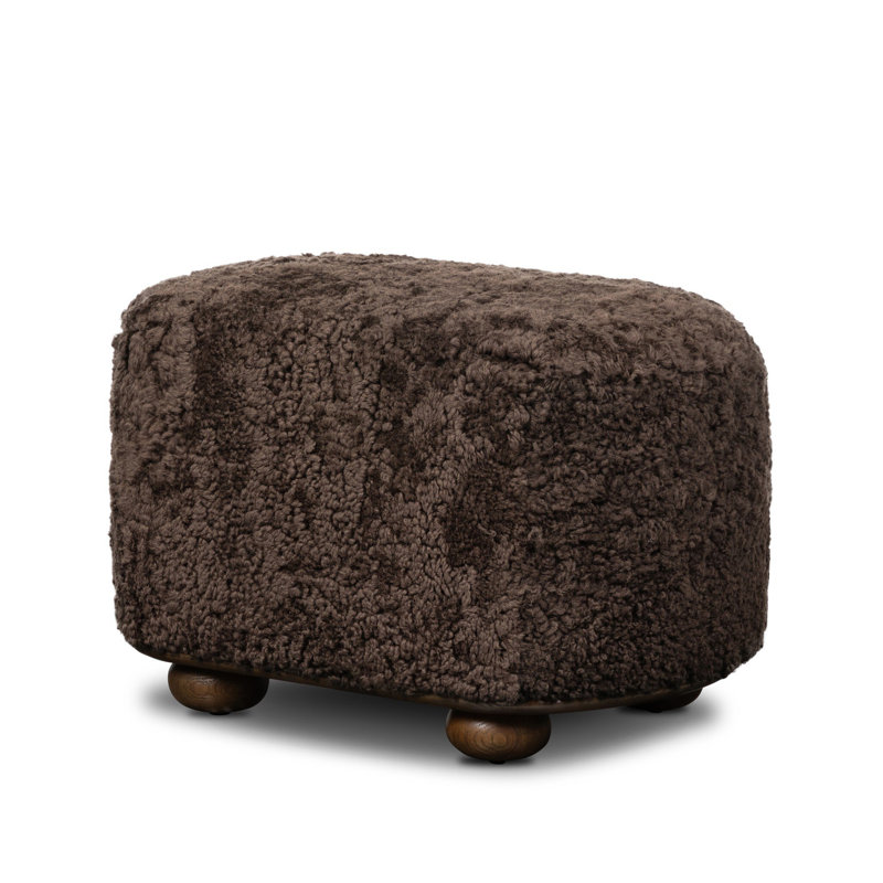 Bilbury Oval Ottoman-Taupe Shearling, Cocoa Shearling, Burnt Oak