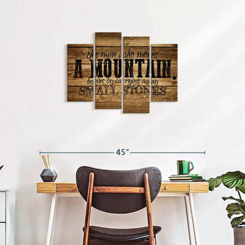 Motivation «Typographie qui déplace une montagne» sur toile, impression de 4 pièces, H 22 po x l 36 po x P 1 po