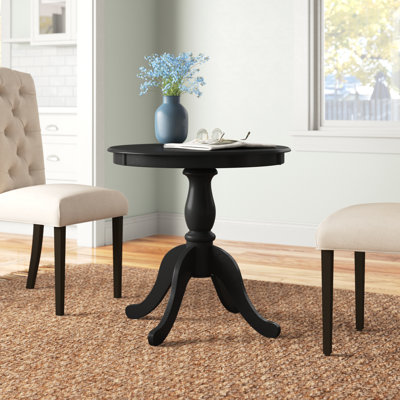 Classic Black 30" Round Pedestal Dining Table with Space-Saving Durable Design