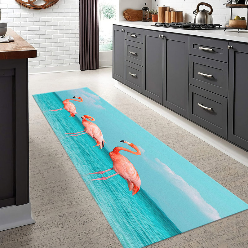 Non Woven Thin Printed Rug with Abstract Shapes in Vibrant Colors Adding a Chic Touch to Any Room Decor, Runner 3'3" x 6'7"