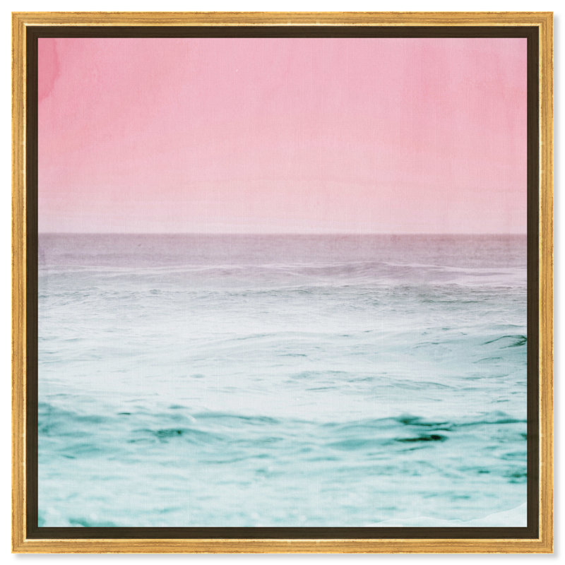 «Nautical and Coastal Dream Ocean View, Coastal Pink», impression, H 16 po x l 16 po, Cadre flottant doré