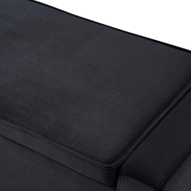 Banc de rangement en velours Fabroni, Noir