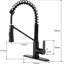 Robinet de lavabo utilitaire noir mat, acier inoxydable de 1,8 gallon par minute avec distributeur rétractable et de savon, flux de lessive à finition brossée rouille