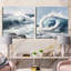 Mouvement de vagues océaniques - ensemble de 2 collages carrés de plage et d'océan-921539424-921539436