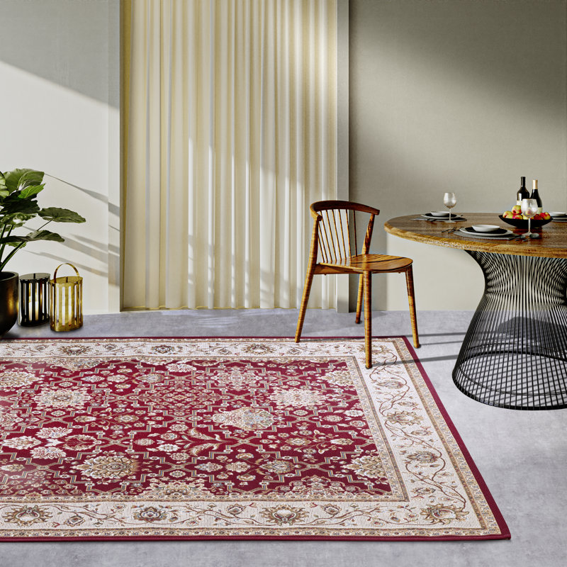 Kollektion 1767 Machine Woven Red cream Rug, Rectangular 120 x 180cm