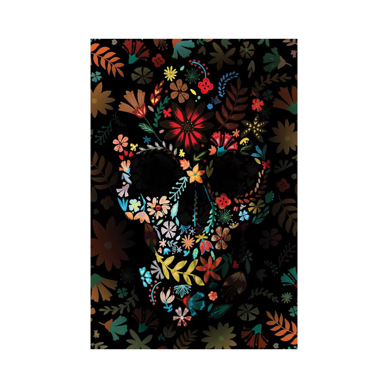 Flowery Skull by Ali Gulec - Wrapped Canvas Print, 30.48 cm H x 45.72 cm W x 1.91 cm D